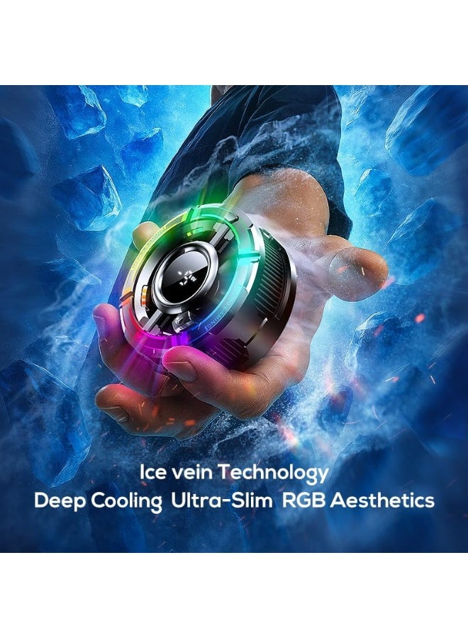 Phone Cooler for Gaming  Streaming, LED Display Radiator Cooling Fan with Magnetic Attachment, 15W Semiconductor Cooling, Low Noise, No Fog – Compatible with 60-115mm Phones - Image 2